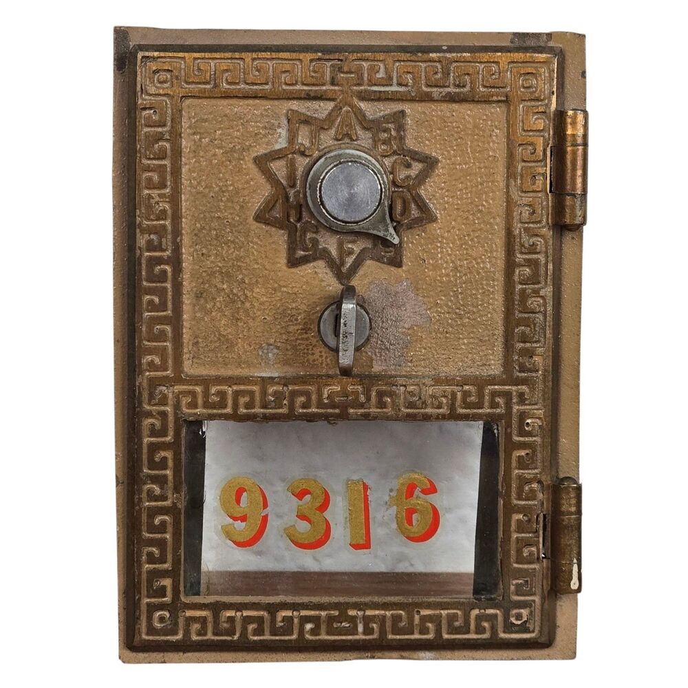 Vintage National 1957 US Post Office Box Mail Door Brass Combination Lock 9316